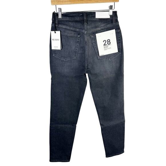 RE/DONE 90s High Rise Ankle Crop Size 28 Onyx Fade Button Fly Stretch - Picture 2 of 15